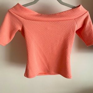Coral off shoulder crop top